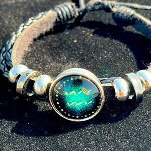Green and Silver Wearable Tech Bracelet